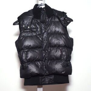 GUESS Women's Black Down Puffer Zip Double Vest Removable Hood Size S/P
